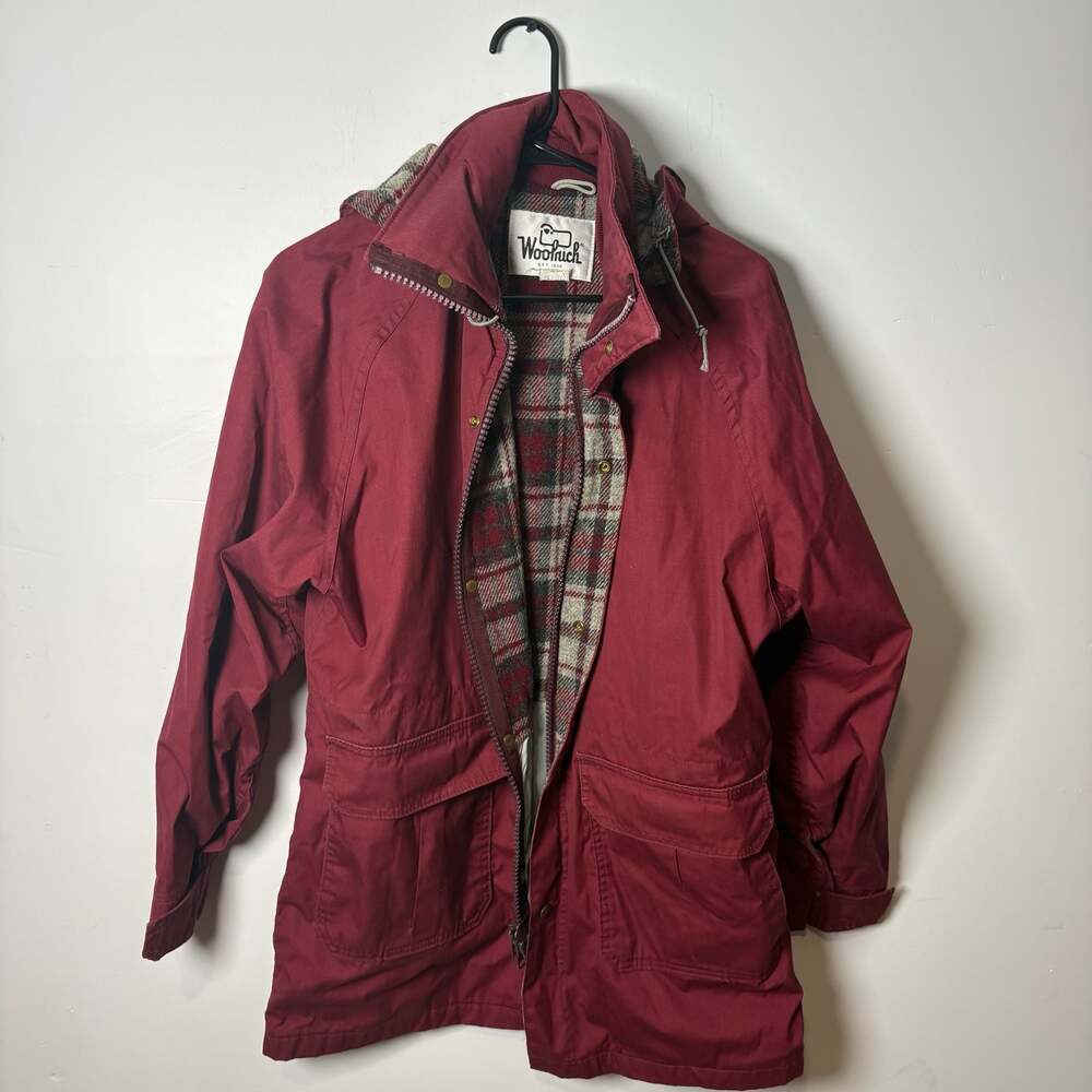 Woolrich Women's Vintage Red Plaid Lined Parka Jacket, Size M